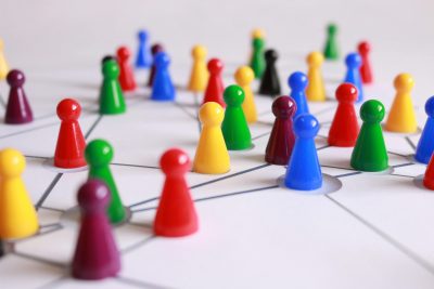 Different coloured markers representing a network