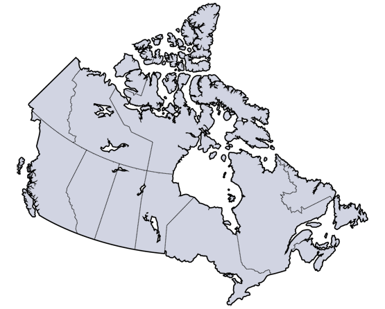 Light blue map of Canada